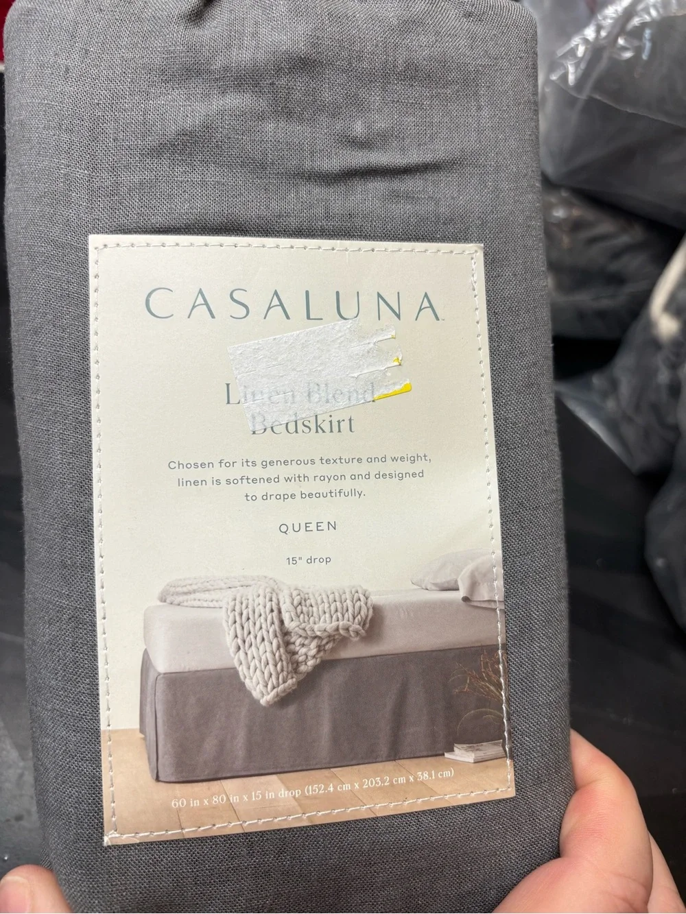 Casaluna Gray Linen-Blend Bedskirt - Queen